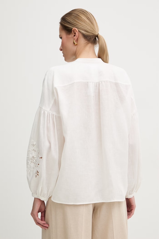 Odzież Weekend Max Mara koszula damska lniana ESTRO 2615111032600 biały