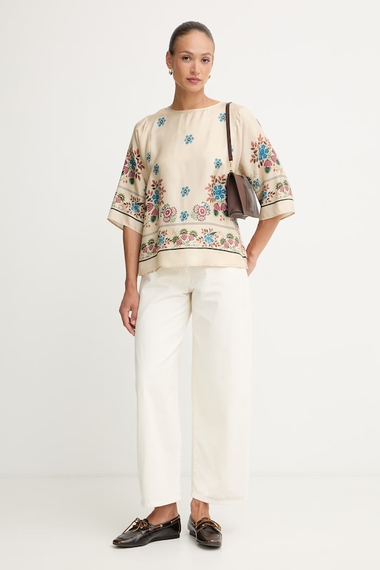 Weekend Max Mara μπλούζα γυναικεία μεταξωτή SAMBA 2615111062600 μπεζ SS26