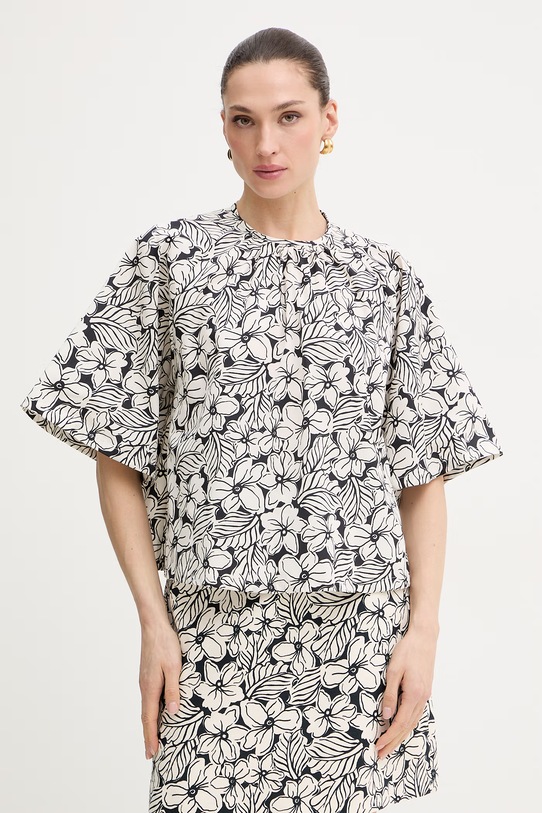 Weekend Max Mara bluzka bawełniana QUAGLIA wzorzyste biały 2615111162600