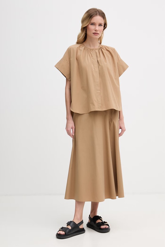 Weekend Max Mara koszula bawełniana EDUCATA 2615111172600 brązowy SS26