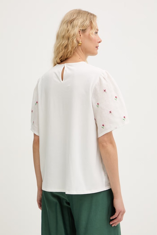 Odzież Weekend Max Mara bluzka damska lniana BACINO 2615941082600 biały