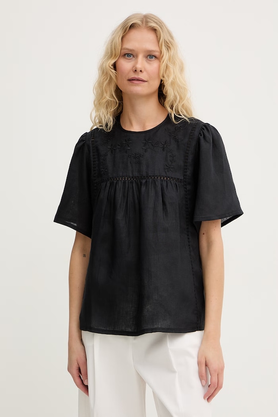 Weekend Max Mara bluzka damska lniana BACINO czarny 2615941082600