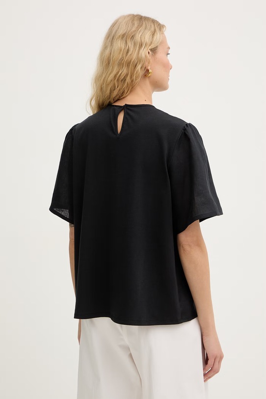 Odzież Weekend Max Mara bluzka damska lniana BACINO 2615941082600 czarny