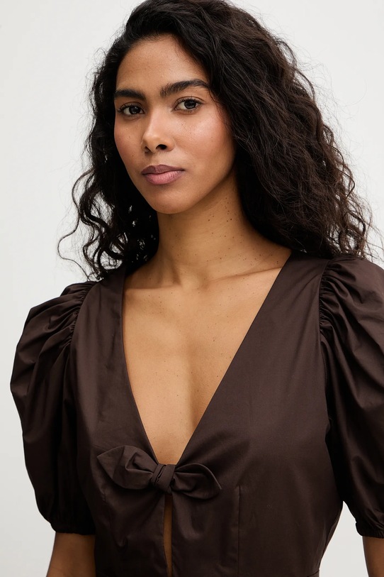 Rotate bluzka bawełniana brązowy 1151121667