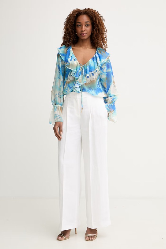 Marciano by Guess bluzka z falbanką damska ADELA G6GH04.W1795 niebieski SS26