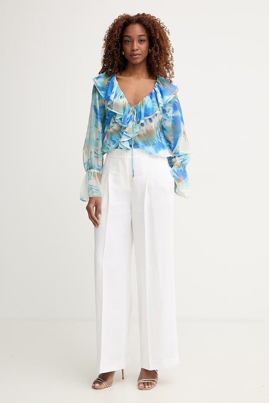 Marciano by Guess bluzka z falbanką damska ADELA G6GH04.W1795 niebieski SS26