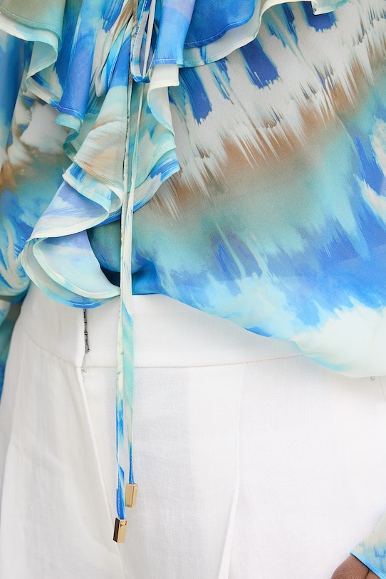 Marciano by Guess bluzka z falbanką damska ADELA G6GH04.W1795 niebieski