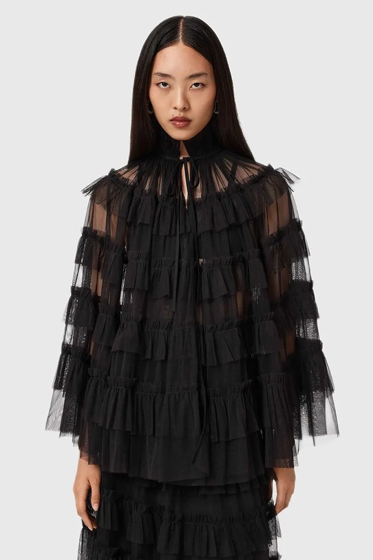 AllSaints bluzka trzy czwarte czarny W018PD