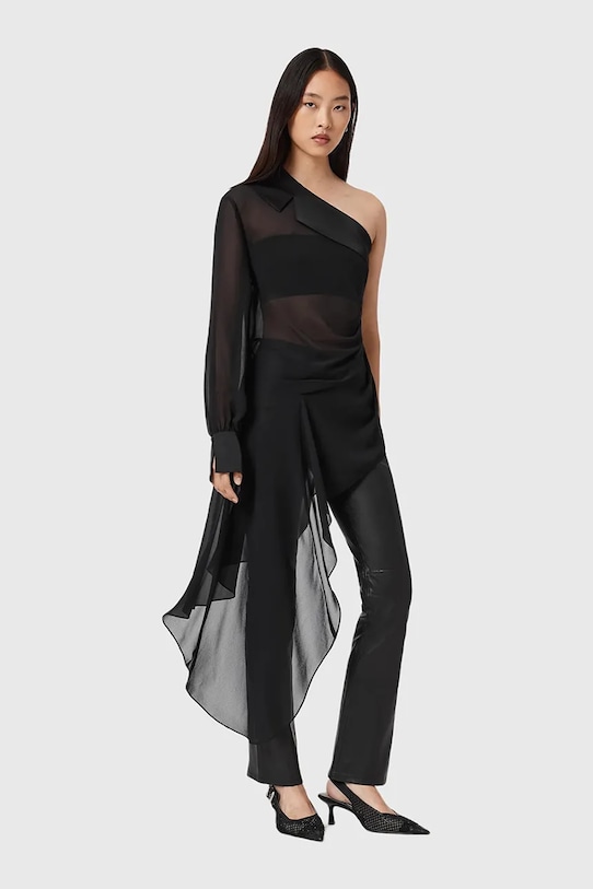 Odzież AllSaints bluzka z bawełną W050PD czarny