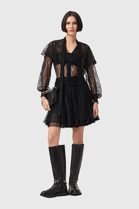 Odzież AllSaints bluzka z bawełną W060PD czarny