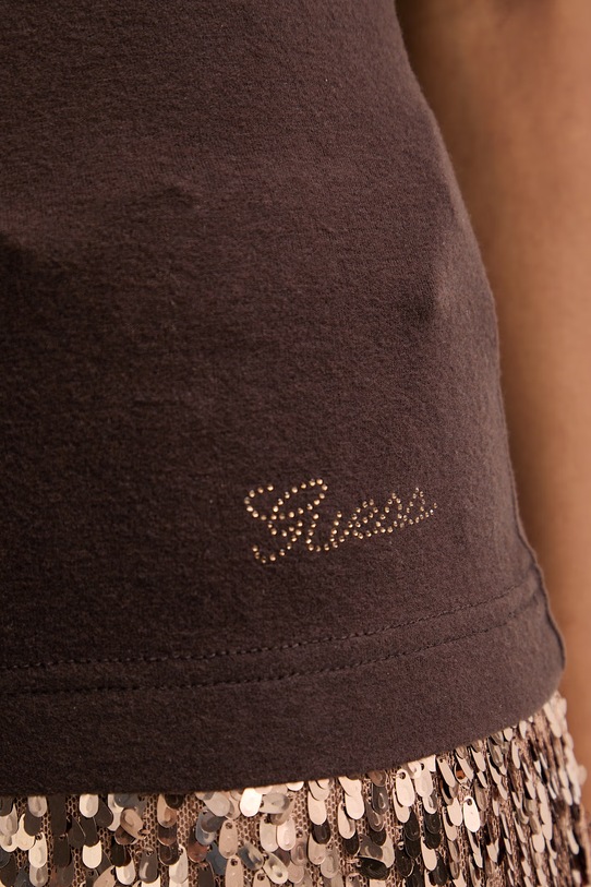 Μπλουζάκι Guess DAMIANA W6RP16.KD012 καφέ