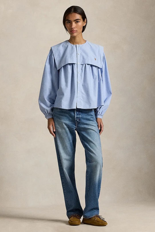 Odzież Polo Ralph Lauren koszula bawełniana 211A96165 niebieski