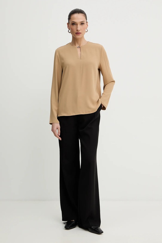 Calvin Klein bluzka LV044E903G beżowy SS26