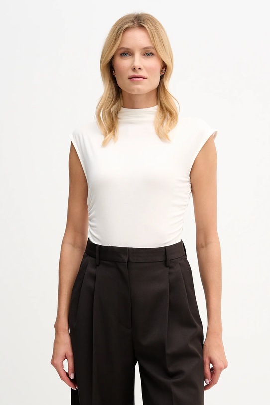 Dkny bluzka z elastanem beżowy W3384RAS