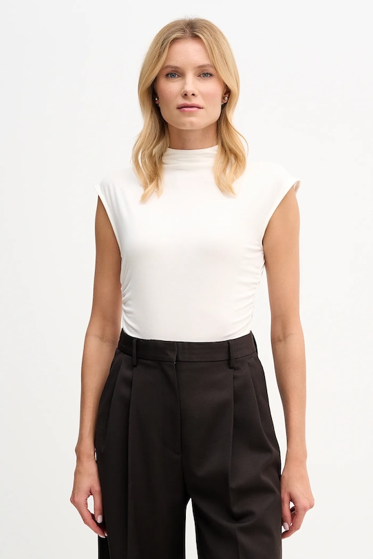 Dkny bluzka z elastanem beżowy W3384RAS