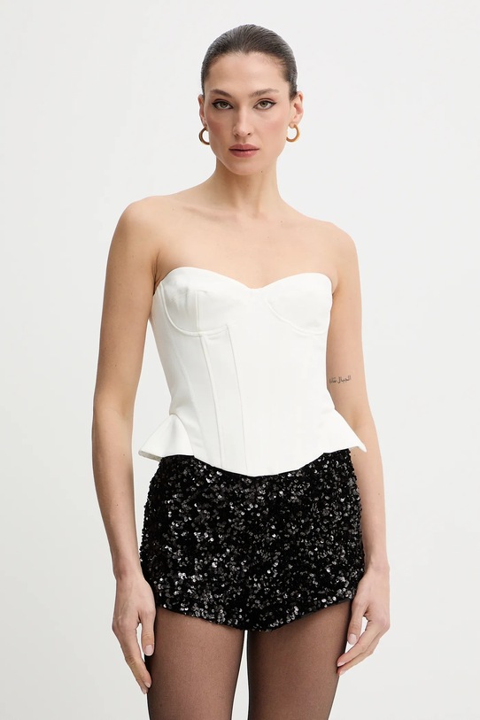 Bardot top z elastanem beżowy 60213TB2