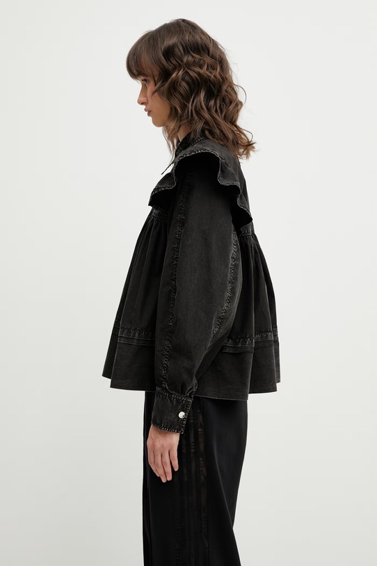 GANNI bluzka bawełniana A1040061 czarny SS26