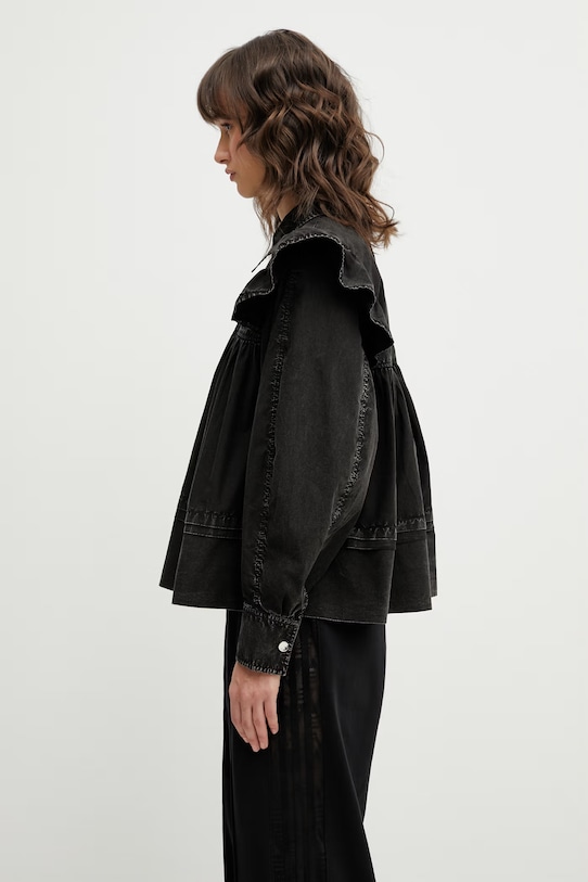 GANNI bluzka bawełniana A1040061 czarny SS26