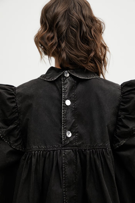 GANNI bluzka bawełniana czarny A1040061