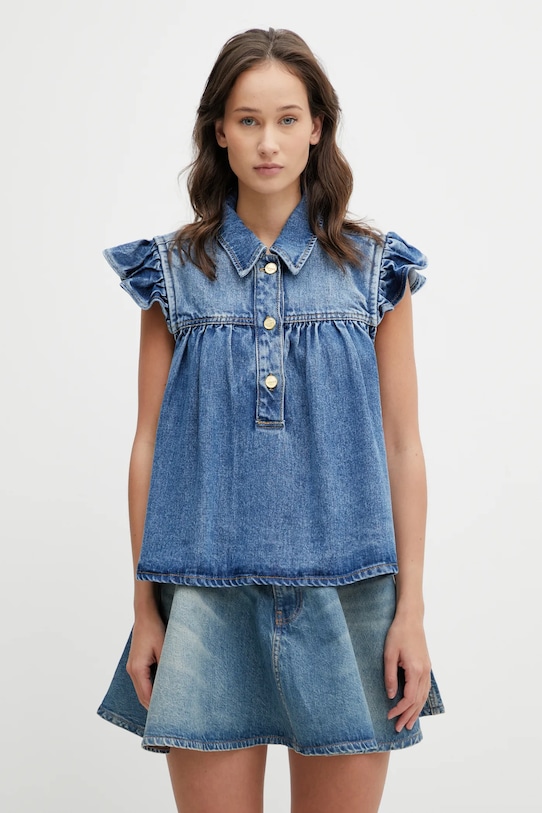 GANNI bluzka jeansowa regular niebieski A1040047