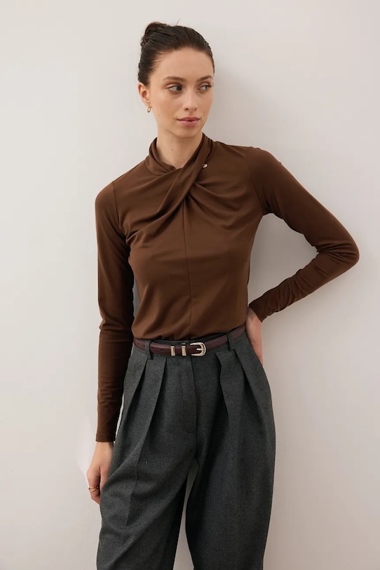 Tričko s dlhým rukávom Bizuu PINOWA PINOWA.BRAZOWY