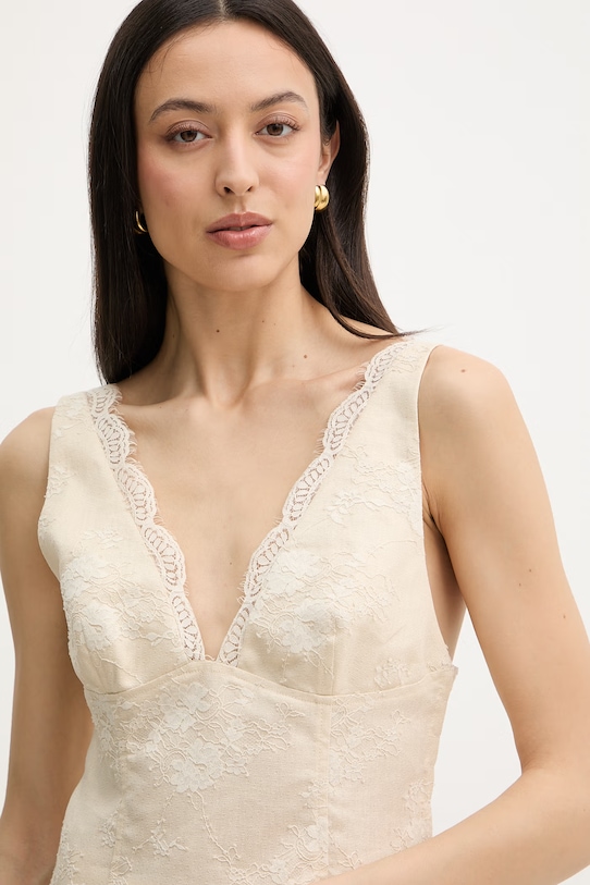 Pinko top za žene od lana bež 106571.A374