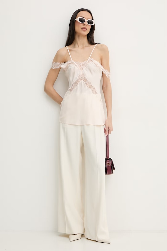 Pinko блузка на беретелях жіноча віскозна 106623.A385 бежевий SS26