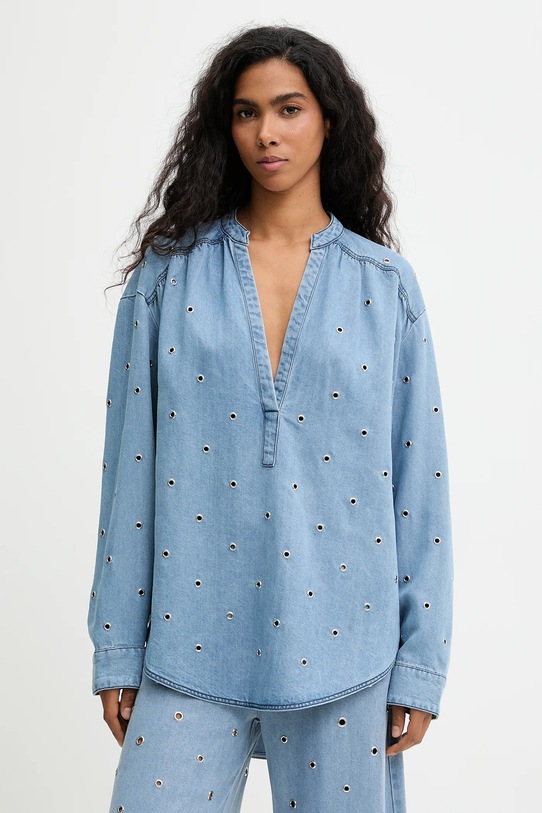 Pinko bluzka jeansowa casual niebieski 105785.A33C