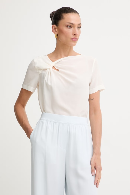 Patrizia Pepe bluzka jedwabna regular beżowy 8C0847.A156