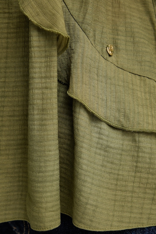 Pedro del Hierro bluzka z falbanką damska z wiskozą 6633455 zielony