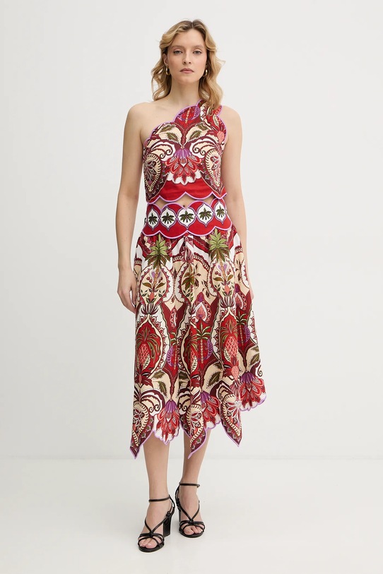 Farm Rio bluzka z dodatkiem lnu 344015 czerwony SS26