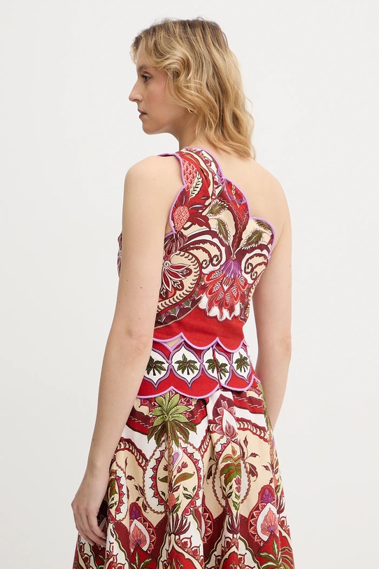 Odzież Farm Rio bluzka z dodatkiem lnu 344015 czerwony