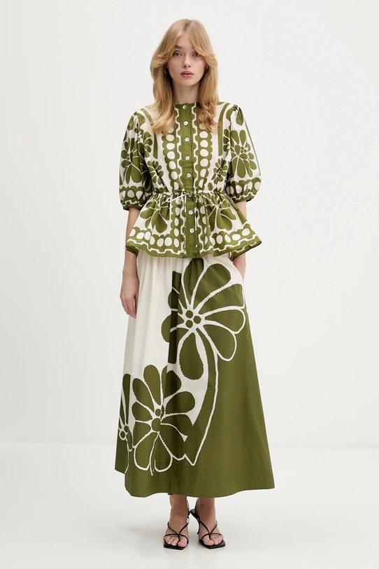 Farm Rio koszula bawełniana 344603 zielony SS26