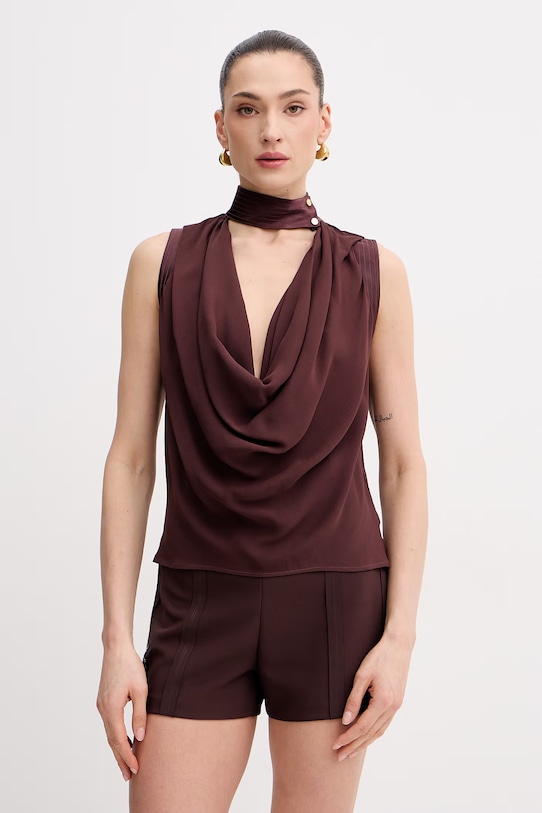 Elisabetta Franchi bluzka damska z wiskozy brązowy CA13461E2