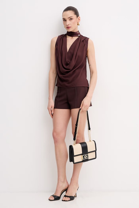 Elisabetta Franchi bluzka damska z wiskozy CA13461E2 brązowy SS26