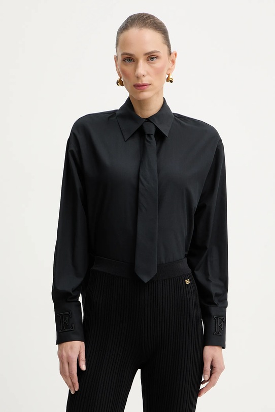 Elisabetta Franchi koszula bawełniana bawełna czarny CA15261E2