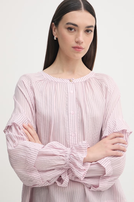 Mos Mosh bluzka koszulowa damska z wiskozy Jorun różowy 176760