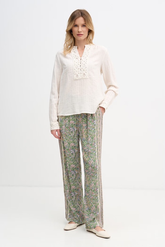 Mos Mosh bluzka damska z lnem Evanda 176870 beżowy SS26