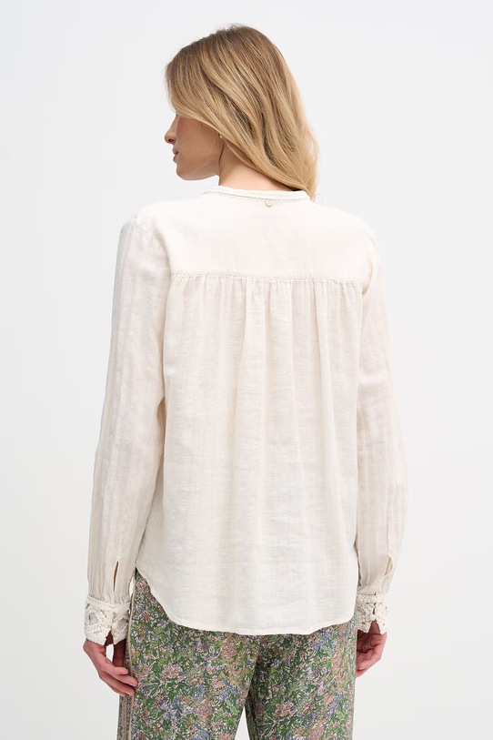 Odzież Mos Mosh bluzka damska z lnem Evanda 176870 beżowy