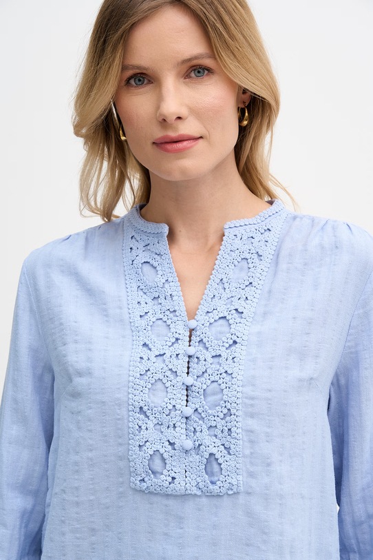 Mos Mosh bluzka damska z lnem Evanda niebieski 176870