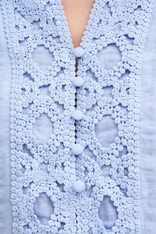 Mos Mosh bluzka damska z lnem Evanda 176870 niebieski