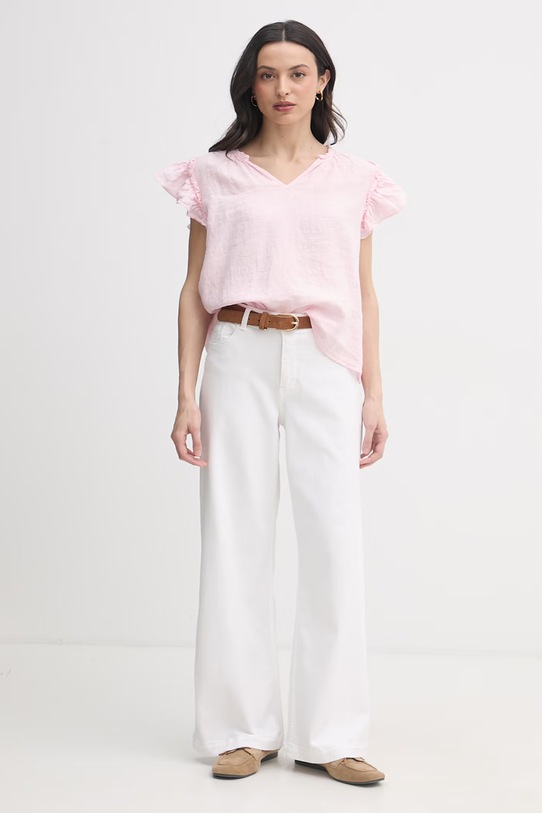 Mos Mosh bluzka damska lniana 178100 różowy SS26