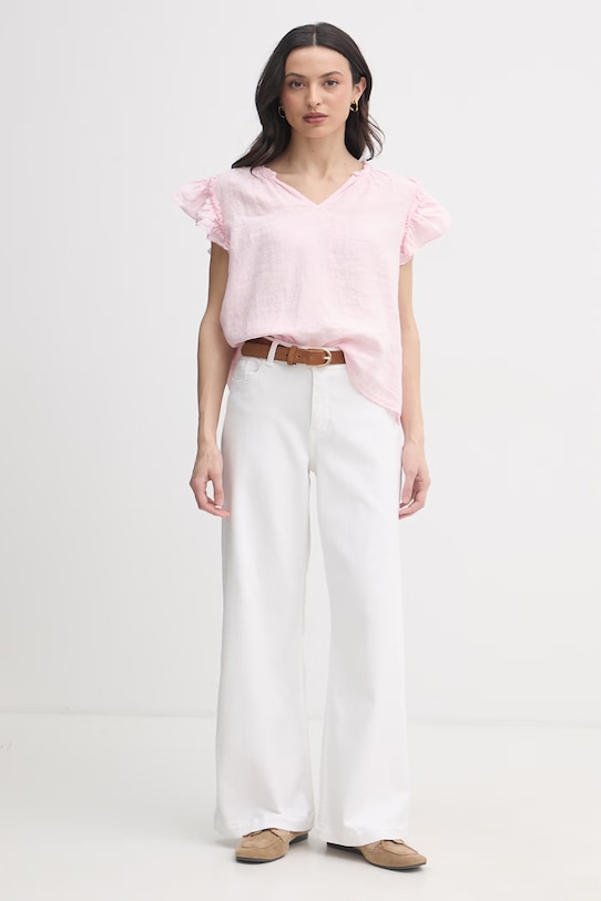 Mos Mosh bluzka damska lniana 178100 różowy SS26