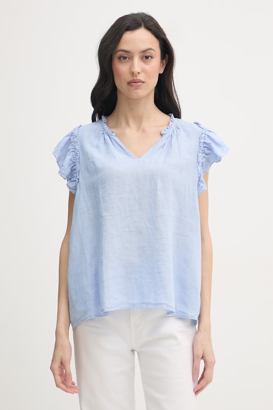 Mos Mosh bluzka damska lniana niebieski 178100