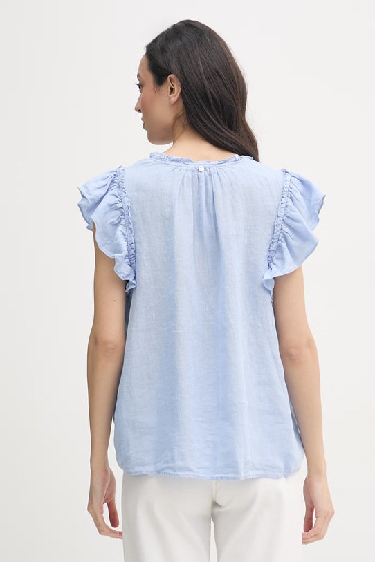 Odzież Mos Mosh bluzka damska lniana 178100 niebieski
