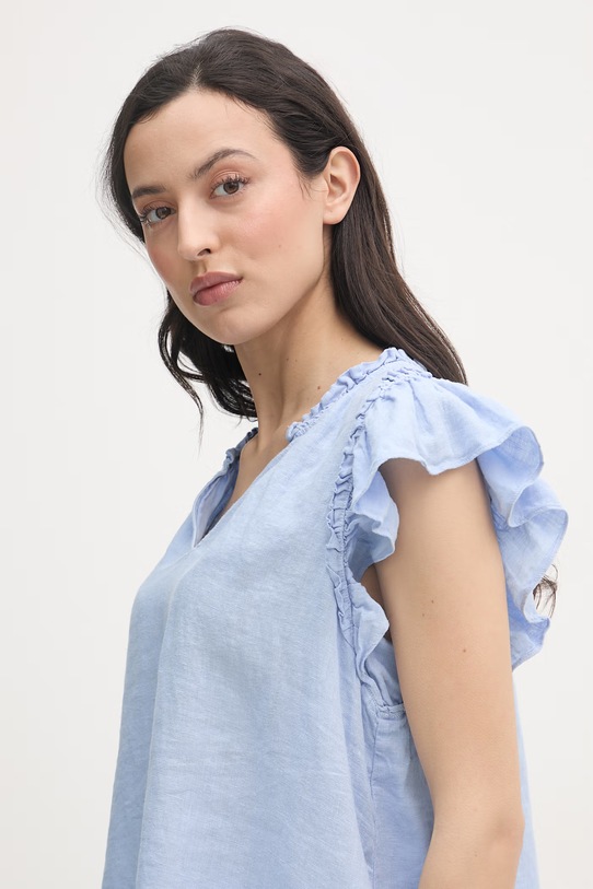 Mos Mosh bluzka damska lniana niebieski 178100