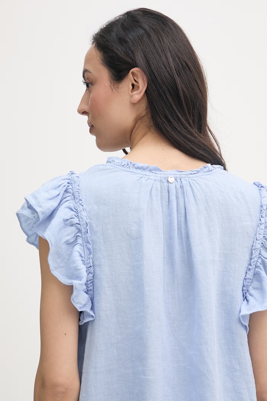 Mos Mosh bluzka damska lniana 178100 niebieski