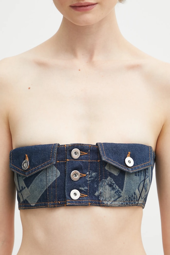 Jean Paul GAULTIER bluză subțire de blugi Trompe L'oeil Print albastru 26.01.W.BR014.D027