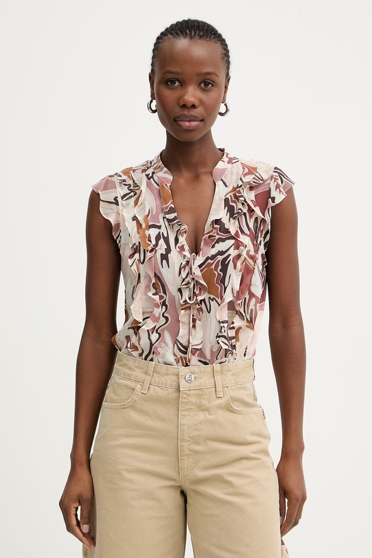 Marella bluzka z falbanką damska z wiskozy UGOLA różowy 2613161034200