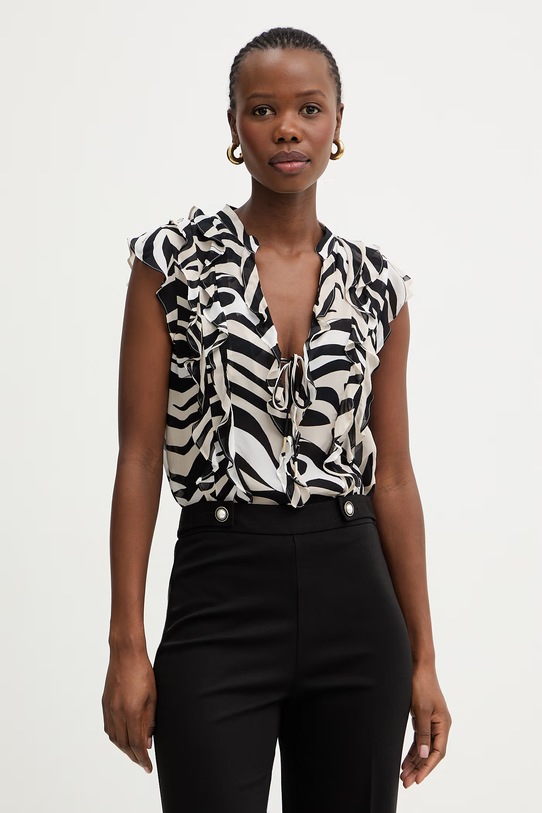 Marella bluzka z falbanką damska z wiskozy UGOLA czarny 2613161034200